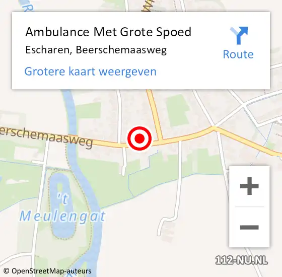 Locatie op kaart van de 112 melding: Ambulance Met Grote Spoed Naar Escharen, Beerschemaasweg op 28 april 2018 21:18