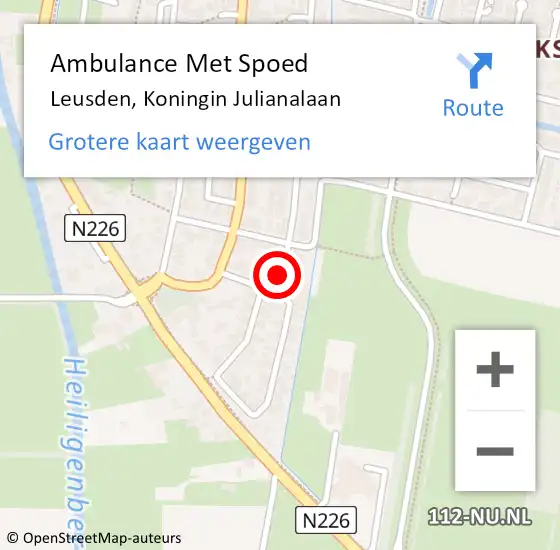 Locatie op kaart van de 112 melding: Ambulance Met Spoed Naar Leusden, Koningin Julianalaan op 28 april 2018 21:22