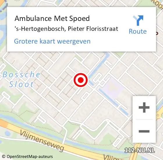 Locatie op kaart van de 112 melding: Ambulance Met Spoed Naar 's-Hertogenbosch, Pieter Florisstraat op 28 april 2018 21:28