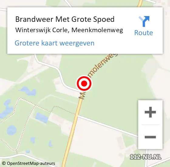 Locatie op kaart van de 112 melding: Brandweer Met Grote Spoed Naar Winterswijk Corle, Meenkmolenweg op 29 april 2018 00:16