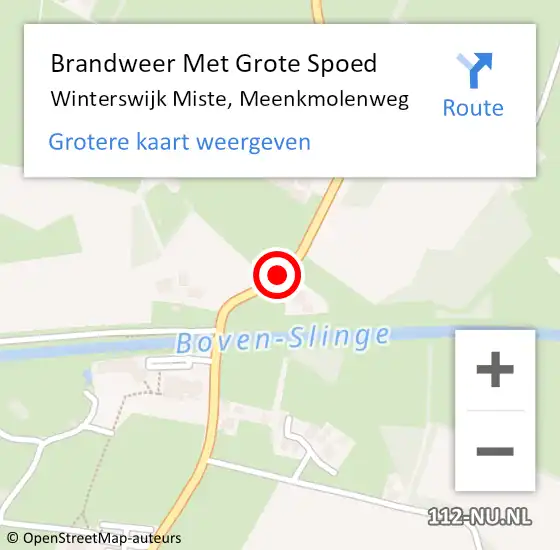 Locatie op kaart van de 112 melding: Brandweer Met Grote Spoed Naar Winterswijk Miste, Meenkmolenweg op 29 april 2018 00:26