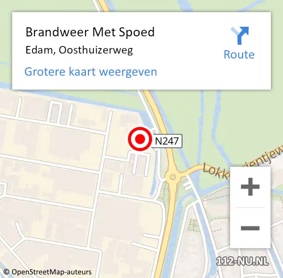 Locatie op kaart van de 112 melding: Brandweer Met Spoed Naar Edam, Oosthuizerweg op 23 september 2013 12:59