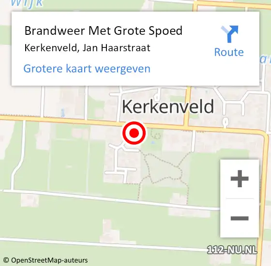 Locatie op kaart van de 112 melding: Brandweer Met Grote Spoed Naar Kerkenveld, Jan Haarstraat op 29 april 2018 02:54