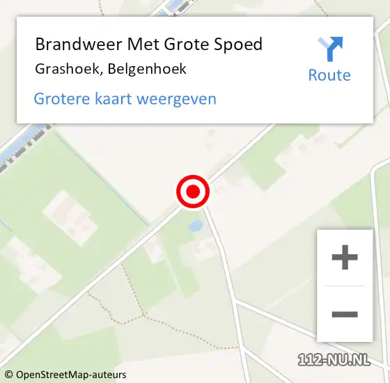 Locatie op kaart van de 112 melding: Brandweer Met Grote Spoed Naar Grashoek, Belgenhoek op 29 april 2018 03:47