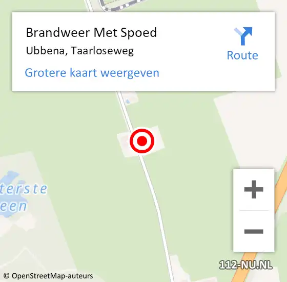 Locatie op kaart van de 112 melding: Brandweer Met Spoed Naar Ubbena, Taarloseweg op 29 april 2018 04:08