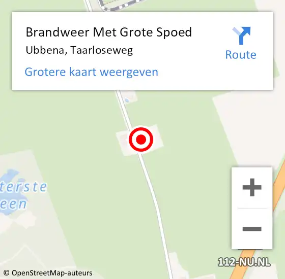 Locatie op kaart van de 112 melding: Brandweer Met Grote Spoed Naar Ubbena, Taarloseweg op 29 april 2018 04:15