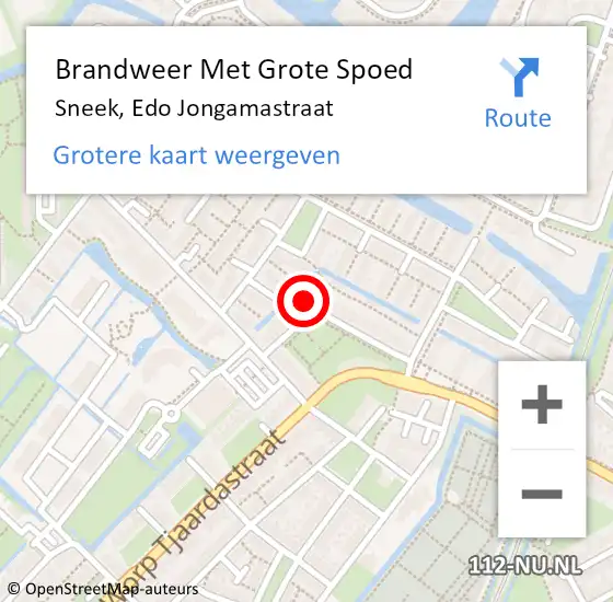 Locatie op kaart van de 112 melding: Brandweer Met Grote Spoed Naar Sneek, Edo Jongamastraat op 29 april 2018 04:27