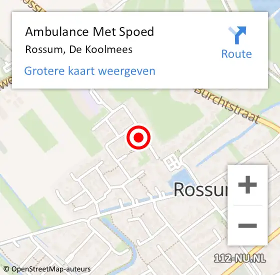 Locatie op kaart van de 112 melding: Ambulance Met Spoed Naar Rossum, De Koolmees op 29 april 2018 04:29