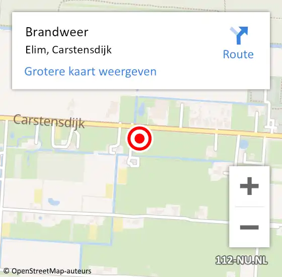 Locatie op kaart van de 112 melding: Brandweer Elim, Carstensdijk op 29 april 2018 04:34