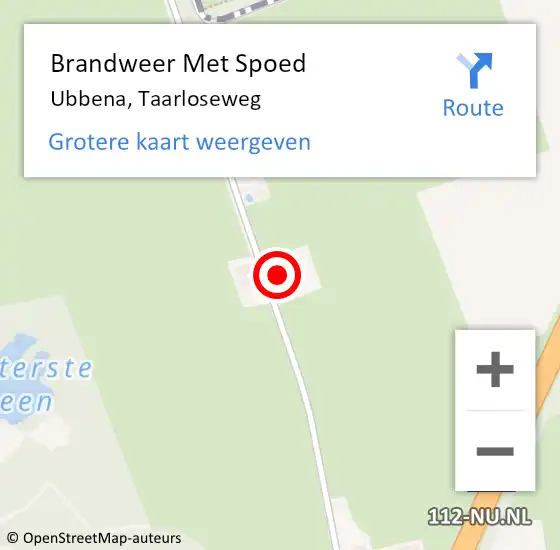 Locatie op kaart van de 112 melding: Brandweer Met Spoed Naar Ubbena, Taarloseweg op 29 april 2018 04:35