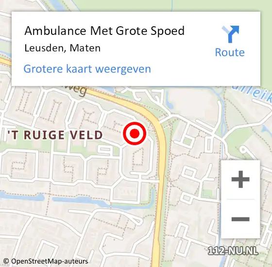 Locatie op kaart van de 112 melding: Ambulance Met Grote Spoed Naar Leusden, Maten op 29 april 2018 06:13