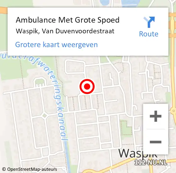 Locatie op kaart van de 112 melding: Ambulance Met Grote Spoed Naar Waspik, Van Duvenvoordestraat op 29 april 2018 06:47
