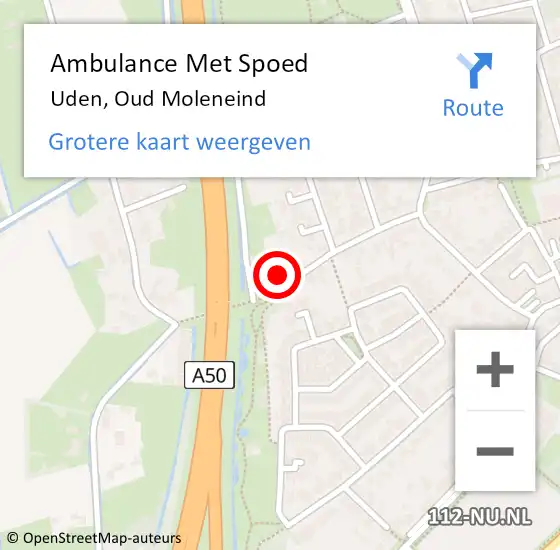 Locatie op kaart van de 112 melding: Ambulance Met Spoed Naar Uden, Oud Moleneind op 23 februari 2014 17:54