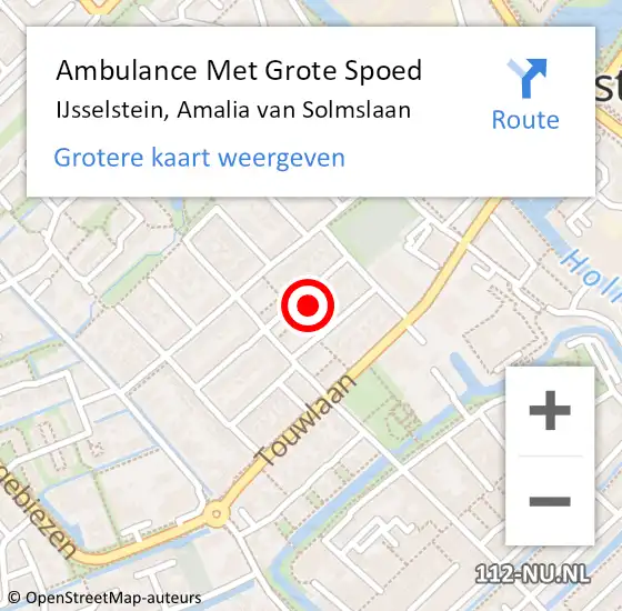 Locatie op kaart van de 112 melding: Ambulance Met Grote Spoed Naar IJsselstein, Amalia van Solmslaan op 29 april 2018 09:27