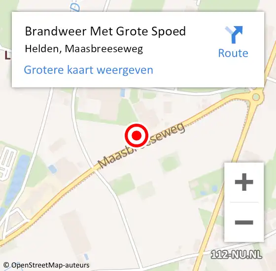 Locatie op kaart van de 112 melding: Brandweer Met Grote Spoed Naar Helden, Maasbreeseweg op 29 april 2018 09:47