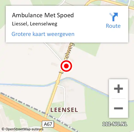 Locatie op kaart van de 112 melding: Ambulance Met Spoed Naar Liessel, Leenselweg op 29 april 2018 10:32