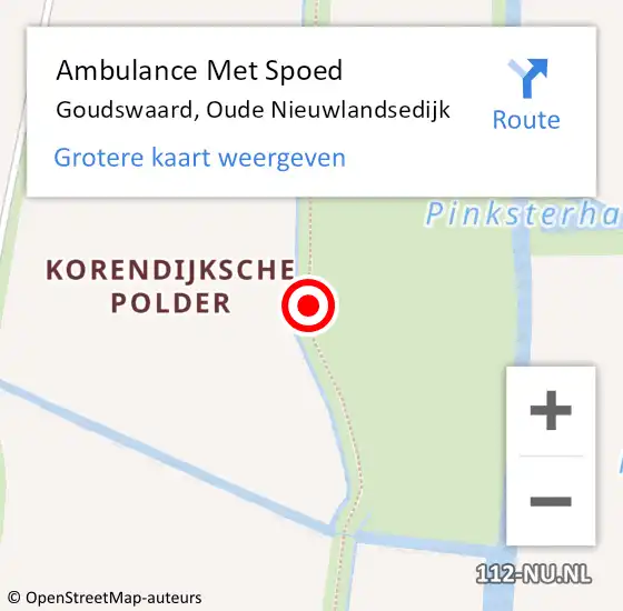 Locatie op kaart van de 112 melding: Ambulance Met Spoed Naar Goudswaard, Oude Nieuwlandsedijk op 29 april 2018 10:37