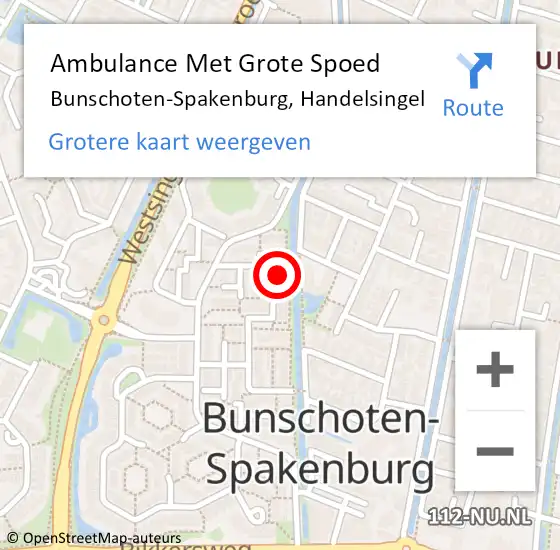 Locatie op kaart van de 112 melding: Ambulance Met Grote Spoed Naar Bunschoten-Spakenburg, Handelsingel op 29 april 2018 10:41