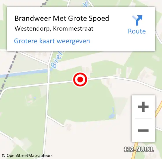 Locatie op kaart van de 112 melding: Brandweer Met Grote Spoed Naar Westendorp, Krommestraat op 29 april 2018 10:58