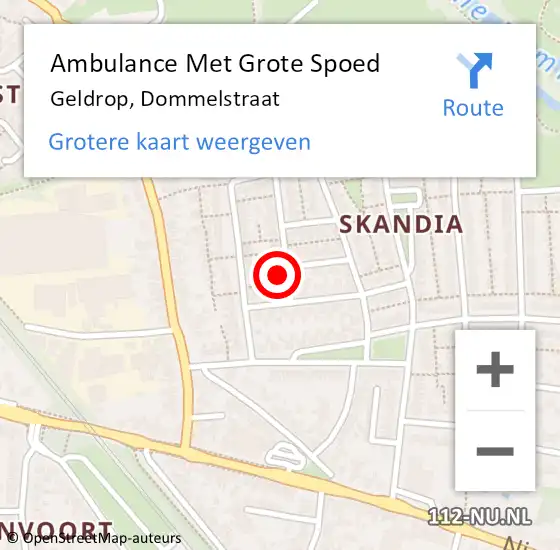 Locatie op kaart van de 112 melding: Ambulance Met Grote Spoed Naar Geldrop, Dommelstraat op 29 april 2018 11:07