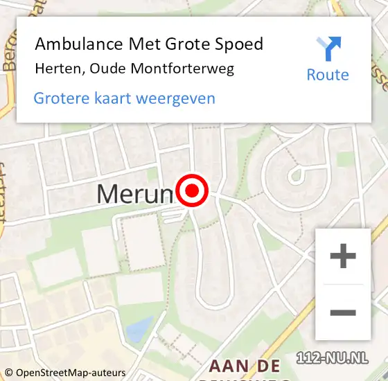 Locatie op kaart van de 112 melding: Ambulance Met Grote Spoed Naar Herten, Oude Montforterweg op 29 april 2018 11:30