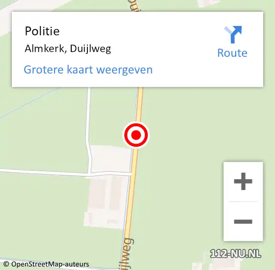 Locatie op kaart van de 112 melding: Politie Almkerk, Duijlweg op 23 februari 2014 18:16