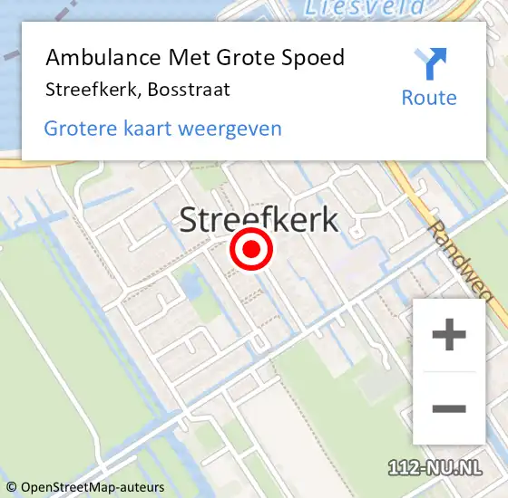 Locatie op kaart van de 112 melding: Ambulance Met Grote Spoed Naar Streefkerk, Bosstraat op 29 april 2018 12:12