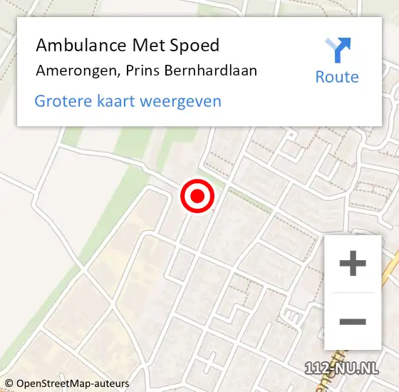 Locatie op kaart van de 112 melding: Ambulance Met Spoed Naar Amerongen, Prins Bernhardlaan op 29 april 2018 12:13