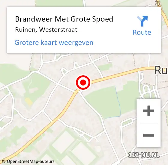 Locatie op kaart van de 112 melding: Brandweer Met Grote Spoed Naar Ruinen, Westerstraat op 29 april 2018 12:32