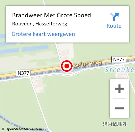 Locatie op kaart van de 112 melding: Brandweer Met Grote Spoed Naar Rouveen, Hasselterweg op 29 april 2018 13:34