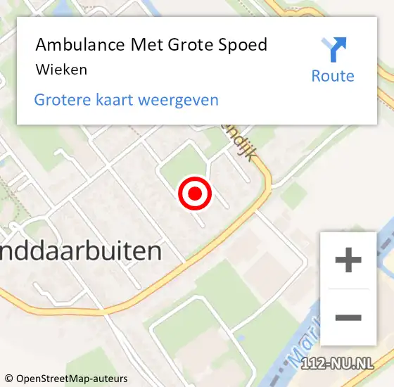 Locatie op kaart van de 112 melding: Ambulance Met Grote Spoed Naar Wieken op 29 april 2018 14:54