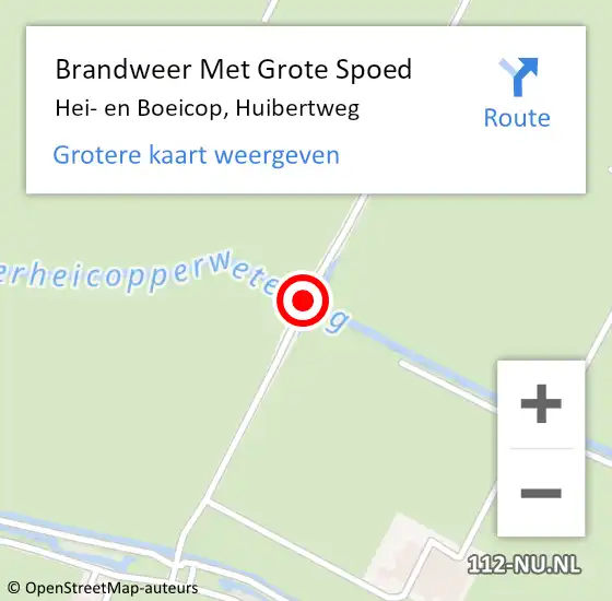 Locatie op kaart van de 112 melding: Brandweer Met Grote Spoed Naar Hei- en Boeicop, Huibertweg op 29 april 2018 16:54