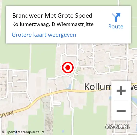 Locatie op kaart van de 112 melding: Brandweer Met Grote Spoed Naar Kollumerzwaag, D Wiersmastrjitte op 29 april 2018 17:03