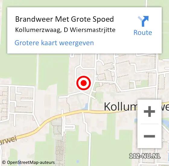 Locatie op kaart van de 112 melding: Brandweer Met Grote Spoed Naar Kollumerzwaag, D Wiersmastrjitte op 29 april 2018 17:05