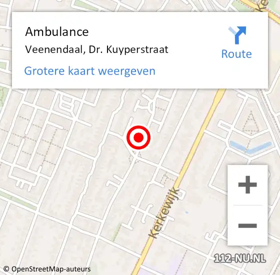 Locatie op kaart van de 112 melding: Ambulance Veenendaal, Dr. Kuyperstraat op 29 april 2018 17:42