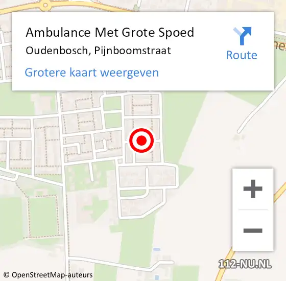 Locatie op kaart van de 112 melding: Ambulance Met Grote Spoed Naar Oudenbosch, Pijnboomstraat op 29 april 2018 17:49