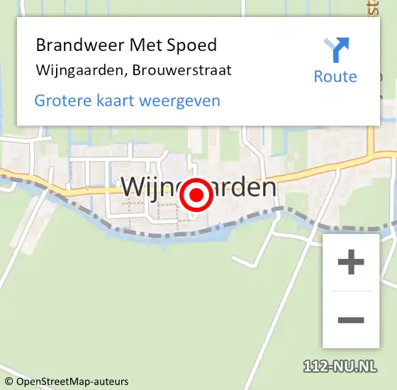 Locatie op kaart van de 112 melding: Brandweer Met Spoed Naar Wijngaarden, Brouwerstraat op 29 april 2018 18:00