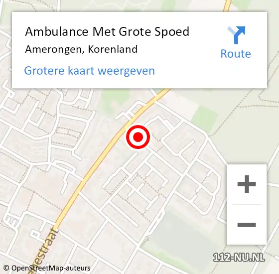 Locatie op kaart van de 112 melding: Ambulance Met Grote Spoed Naar Amerongen, Korenland op 29 april 2018 18:02