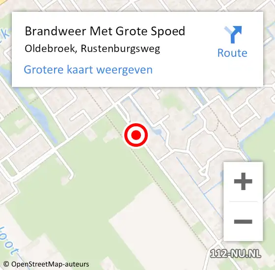 Locatie op kaart van de 112 melding: Brandweer Met Grote Spoed Naar Oldebroek, Rustenburgsweg op 29 april 2018 19:09