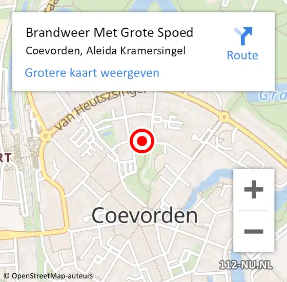 Locatie op kaart van de 112 melding: Brandweer Met Grote Spoed Naar Coevorden, Aleida Kramersingel op 29 april 2018 19:46