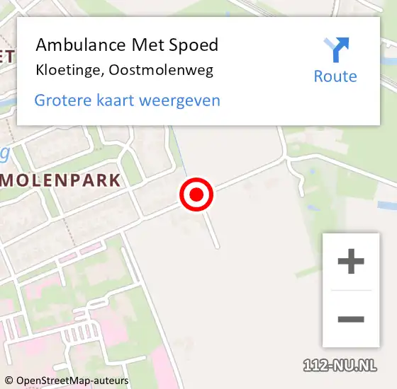 Locatie op kaart van de 112 melding: Ambulance Met Spoed Naar Kloetinge, Oostmolenweg op 29 april 2018 19:59