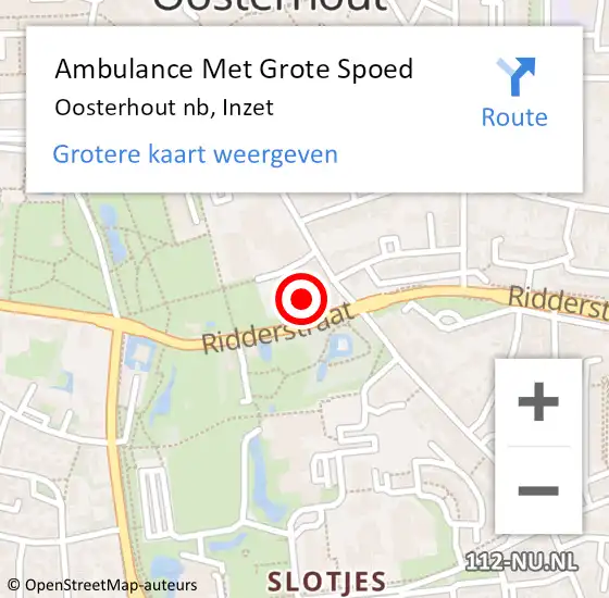 Locatie op kaart van de 112 melding: Ambulance Met Grote Spoed Naar Oosterhout nb, Inzet op 29 april 2018 20:25