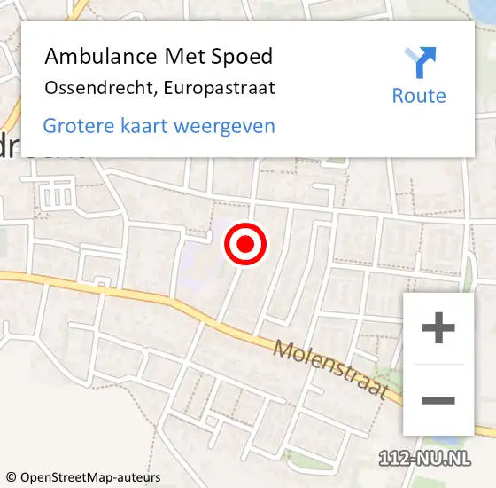 Locatie op kaart van de 112 melding: Ambulance Met Spoed Naar Ossendrecht, Europastraat op 29 april 2018 21:18
