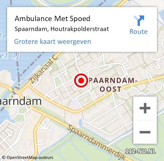 Locatie op kaart van de 112 melding: Ambulance Met Spoed Naar Spaarndam, Houtrakpolderstraat op 29 april 2018 21:27