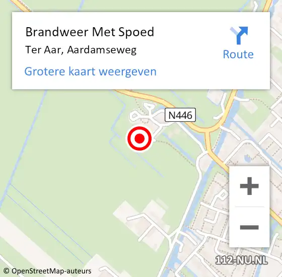 Locatie op kaart van de 112 melding: Brandweer Met Spoed Naar Ter Aar, Aardamseweg op 23 februari 2014 19:10