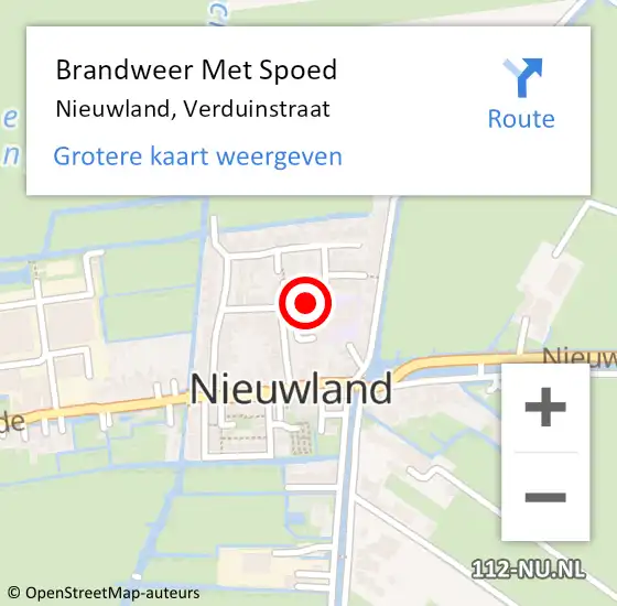 Locatie op kaart van de 112 melding: Brandweer Met Spoed Naar Nieuwland, Verduinstraat op 29 april 2018 21:47