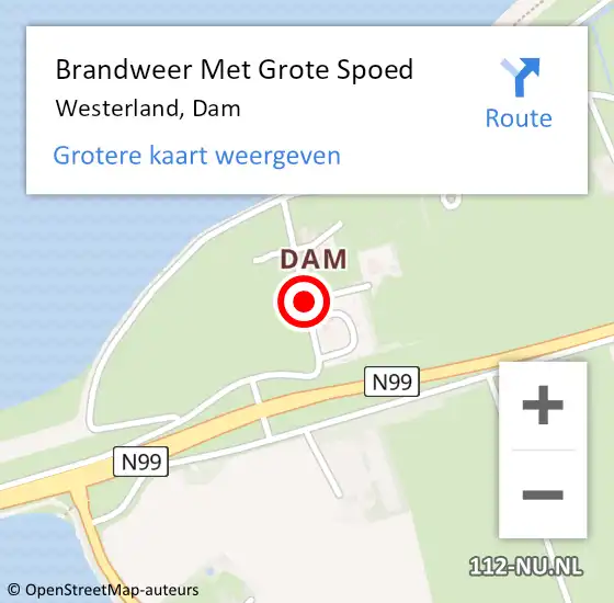 Locatie op kaart van de 112 melding: Brandweer Met Grote Spoed Naar Westerland, Dam op 29 april 2018 22:07