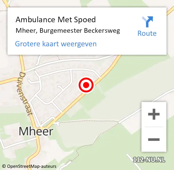 Locatie op kaart van de 112 melding: Ambulance Met Spoed Naar Mheer, Burgemeester Beckersweg op 23 februari 2014 19:13