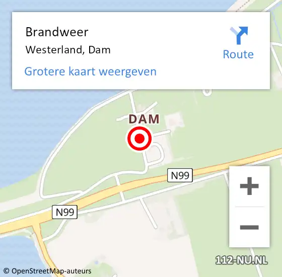 Locatie op kaart van de 112 melding: Brandweer Westerland, Dam op 29 april 2018 22:20