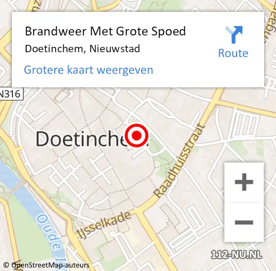 Locatie op kaart van de 112 melding: Brandweer Met Grote Spoed Naar Doetinchem, Nieuwstad op 29 april 2018 22:26